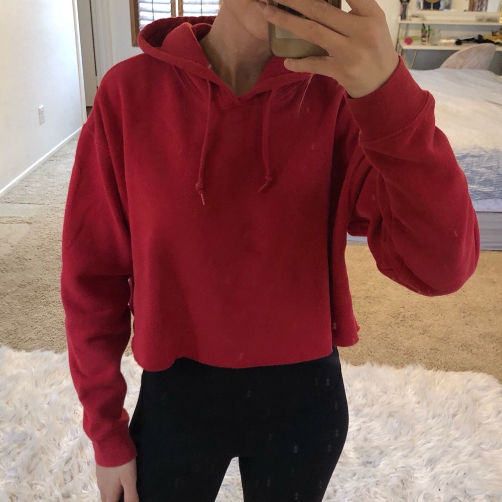 Red urban outfitters cropped sweatshirt